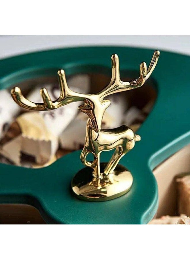 طبق تسالي دورين وبغطاء شفاف انيق مع غطاء شفاف ومقبض غزاله دهبي شيك ودوار لتقديم المكسرات والكاندي جوده عاليه 3 قطع - Image 5