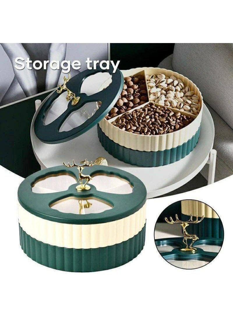 طبق تسالي دورين وبغطاء شفاف انيق مع غطاء شفاف ومقبض غزاله دهبي شيك ودوار لتقديم المكسرات والكاندي جوده عاليه 3 قطع - Image 4