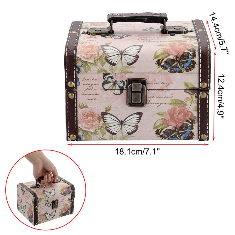 ELLDOO Butterfly Treasure Chest Box, Wooden + PU Leather Storage Decorative Box for Jewelry Trinkets, Keepsakes box for Girls Women Gifts - Image 2