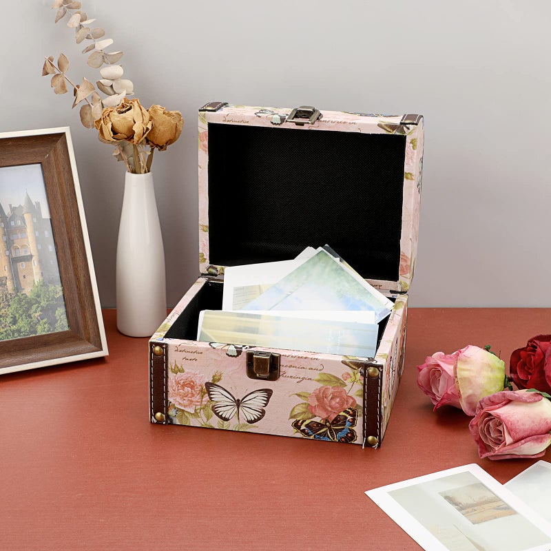 ELLDOO Butterfly Treasure Chest Box, Wooden + PU Leather Storage Decorative Box for Jewelry Trinkets, Keepsakes box for Girls Women Gifts - Image 5