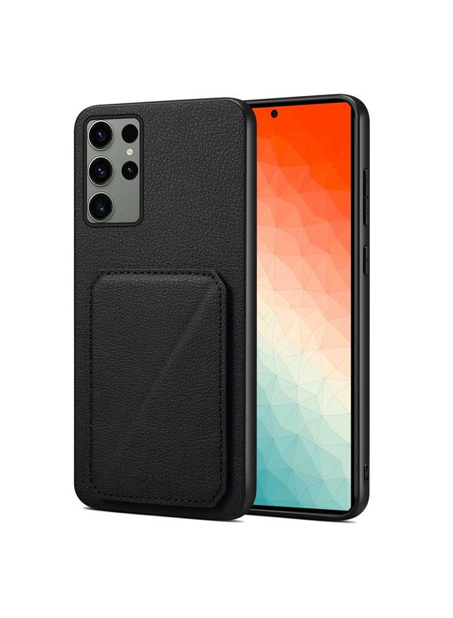 Case For Samsung Galaxy S24 Ultra 5G Imitation Calf Leather Back Phone Case with Holder