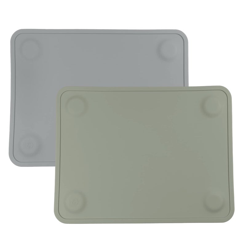 WeeSprout Silicone Suction Placemats for Babies Toddlers  Kids Durable Food Grade Silicone with NonSlip Suction Dishwasher Safe for Dining Table  Restaurants  Travel Case 2 Pack