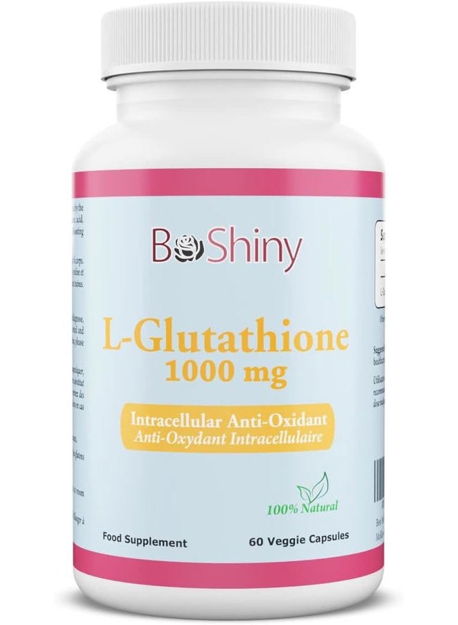 BeShiny L Glutathione Skin Lightening Brightening Pills 1000 mg Antioxidant Anti Aging to Support Liver Health & Detox Help Immune & Brain Function Reduce Free Radical Damage Vegan 60 Capsules - Image 1