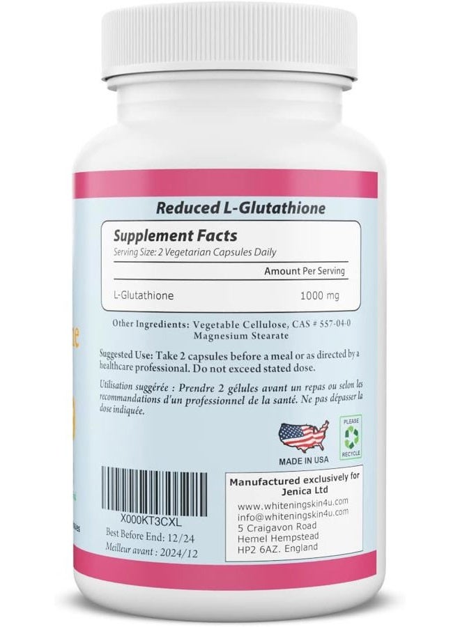 BeShiny L Glutathione Skin Lightening Brightening Pills 1000 mg Antioxidant Anti Aging to Support Liver Health & Detox Help Immune & Brain Function Reduce Free Radical Damage Vegan 60 Capsules - Image 2