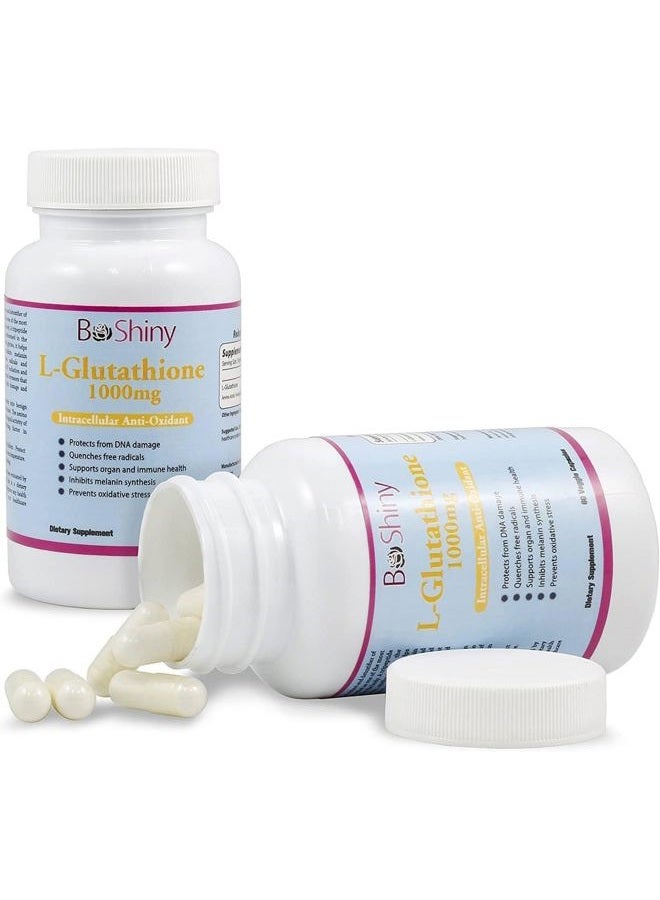 BeShiny L Glutathione Skin Lightening Brightening Pills 1000 mg Antioxidant Anti Aging to Support Liver Health & Detox Help Immune & Brain Function Reduce Free Radical Damage Vegan 60 Capsules - Image 5