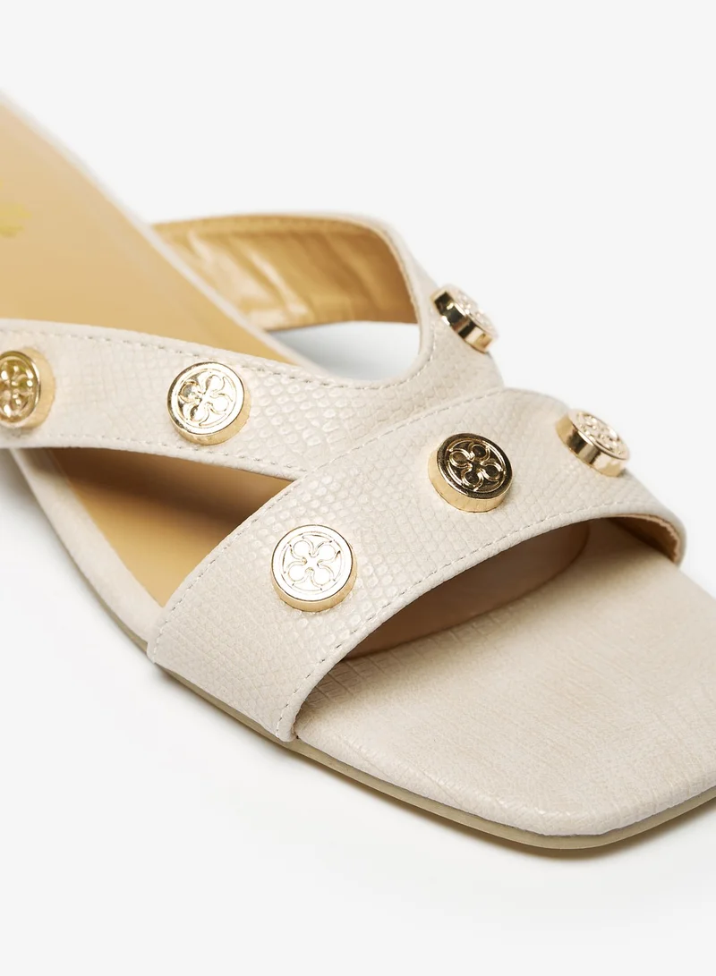 Flora Bella By Shoexpress Womens Metal Stud Embellished Strap Slide Sandals Ramadan Collection