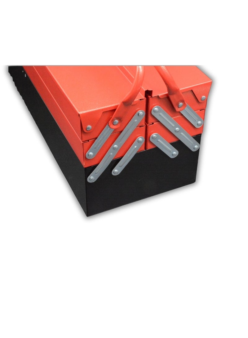 OSCO-TOOLS The 3-Layer Steel Toolbox is your perfect companion for organizing tools with precision and efficiency; made of heavy-duty steel to withstand tough use, featuring a practical design that opens smoothly for quick access—an excellent choice for both workshops and home use. - Image 2