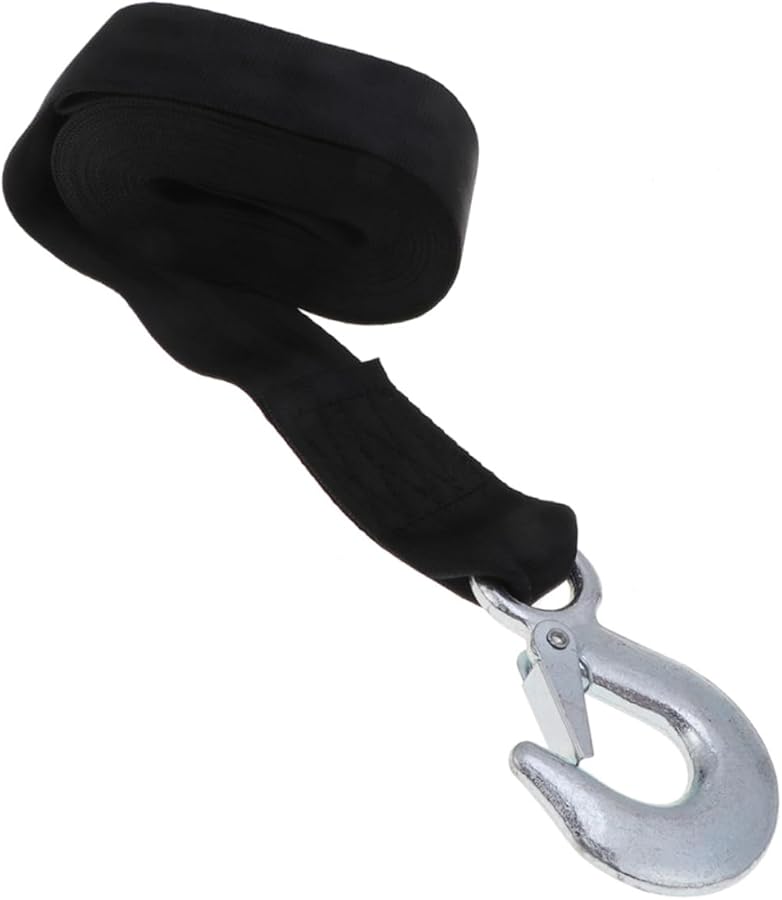 Winch Strap Belt 700X4 7X0 5CM Wide Black Safety Straps Loop And Hook For Easy Installation - Image 2
