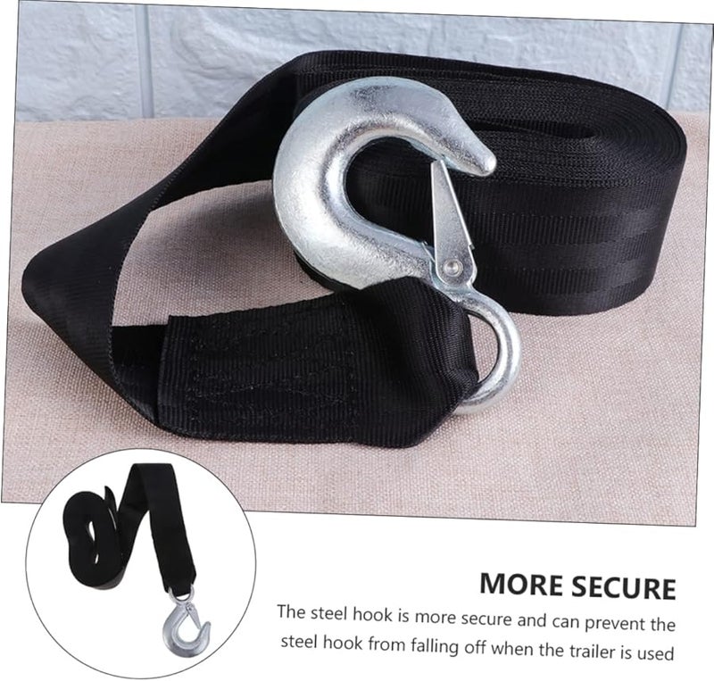 Winch Strap Belt 700X4 7X0 5CM Wide Black Safety Straps Loop And Hook For Easy Installation - Image 4