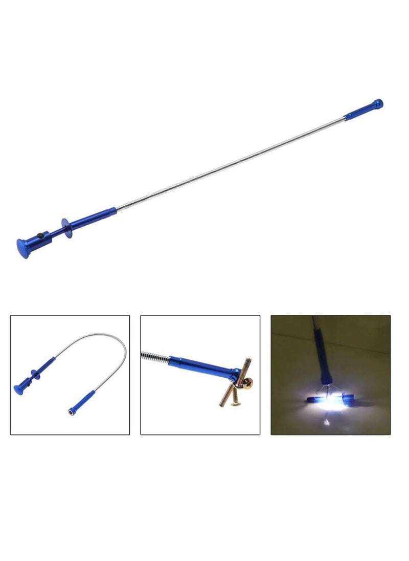 Claw Magnetic Pick-up Tool 4 Claws With Bright LED Light Flexible Spring Magnet