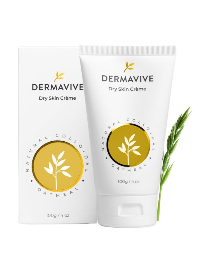 ديرما فايف كريم Dermavive للبشرة الجافة (100 جم) | كريم مرطب غني يحتوي على دقيق الشوفان الغروي، وزيت الجوجوبا، ومركب Sodium PCA، وفيتامين E | كريم متوازن الحموضة (pH) للوجه والجسم، مخصص للبشرة الجافة والحساسة والمتشققة | مناسب للرجال والنساء - Image 1