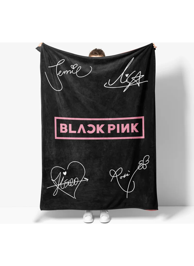 Eray Home Erayshome Black Pink Patterned Printed Polar TV Blanket