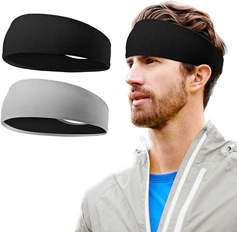 ToolHouse 2Pack Sports Headband for Men & Women, Sports Headbands, Non Slip Stretchy Moisture Wicking Breathable Workout Sweatbands for Running, Basketball, Hiking, Soccer, Tennis, Yoga, Working Out - Image 1