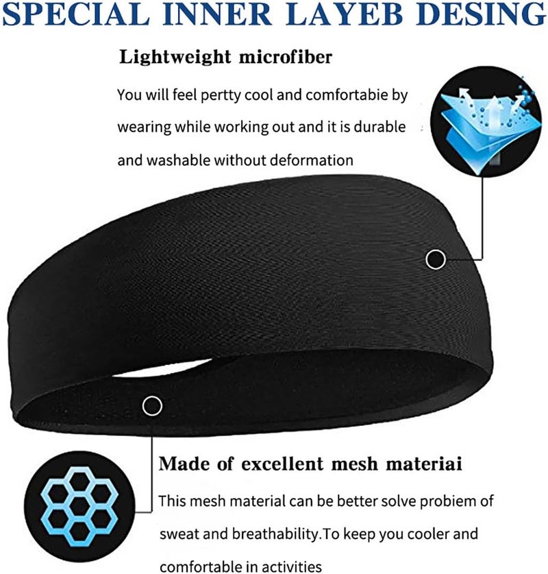 ToolHouse 2Pack Sports Headband for Men & Women, Sports Headbands, Non Slip Stretchy Moisture Wicking Breathable Workout Sweatbands for Running, Basketball, Hiking, Soccer, Tennis, Yoga, Working Out - Image 2