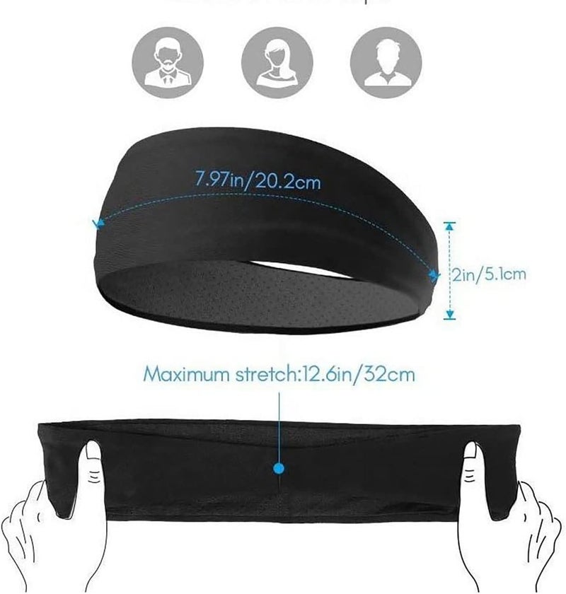 ToolHouse 2Pack Sports Headband for Men & Women, Sports Headbands, Non Slip Stretchy Moisture Wicking Breathable Workout Sweatbands for Running, Basketball, Hiking, Soccer, Tennis, Yoga, Working Out - Image 3