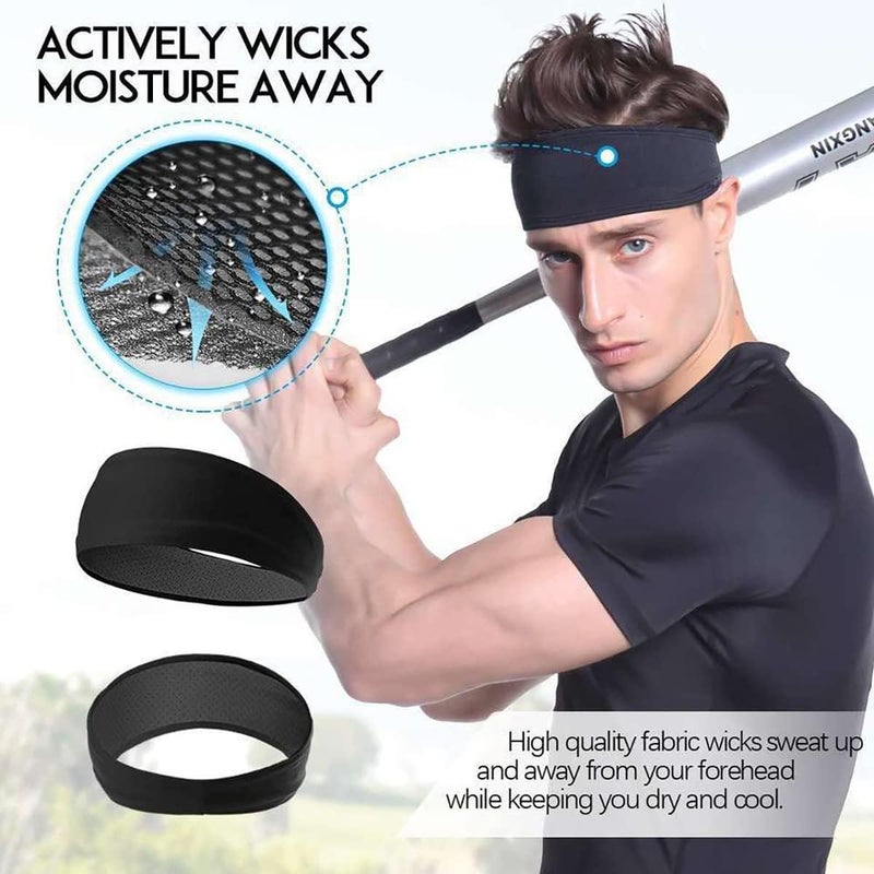 ToolHouse 2Pack Sports Headband for Men & Women, Sports Headbands, Non Slip Stretchy Moisture Wicking Breathable Workout Sweatbands for Running, Basketball, Hiking, Soccer, Tennis, Yoga, Working Out - Image 4