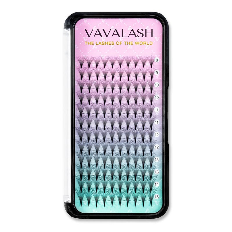 VAVALASH Eyelash Extensions 3D 4D 5D 6D 8D 9D 10D Thickness 00701 CD Curl Eyelashes Middle Stem Long Stem Heat Bonded Premade Fans Russian Volume Lash Extensions Supplies Middle Stem 14D007C13mm