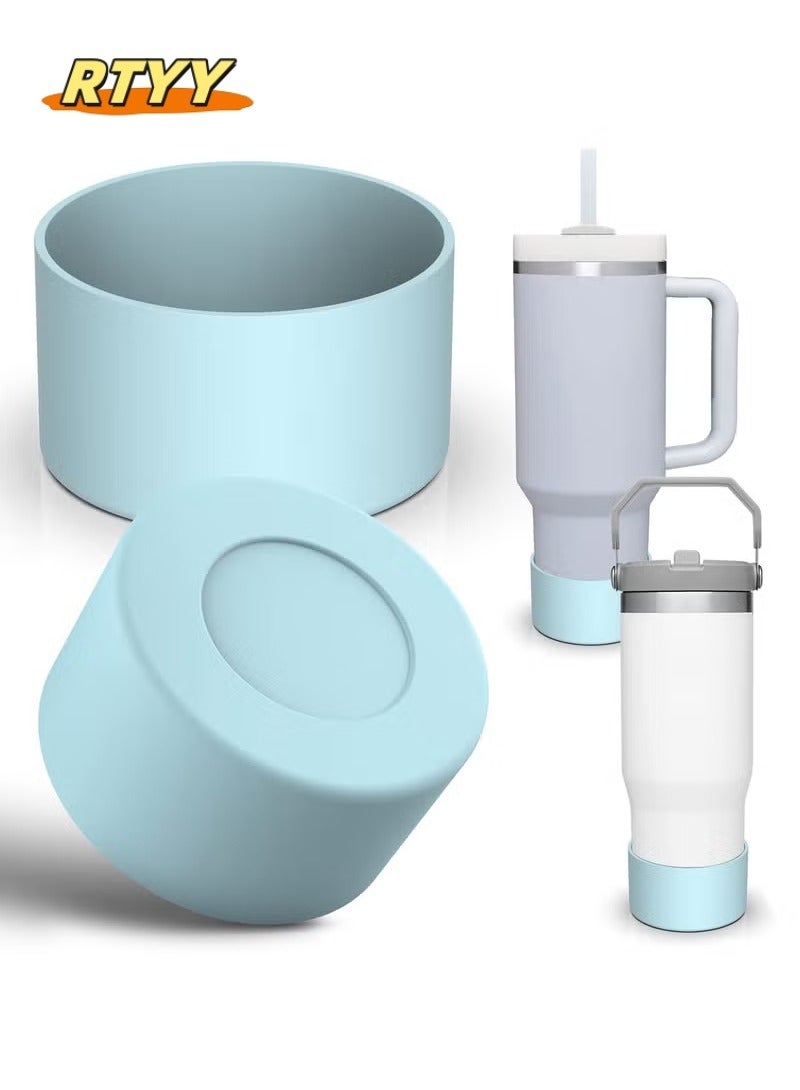 RTYY 2 pack Silicone Boot For Stanley Quencher Tumbler 30 oz 40 oz, Bottom Boot for Stanley IceFlow Flip 30 20 oz, Protector Sleeve for Water Bottle 12-24oz (Blue)  - Image 1