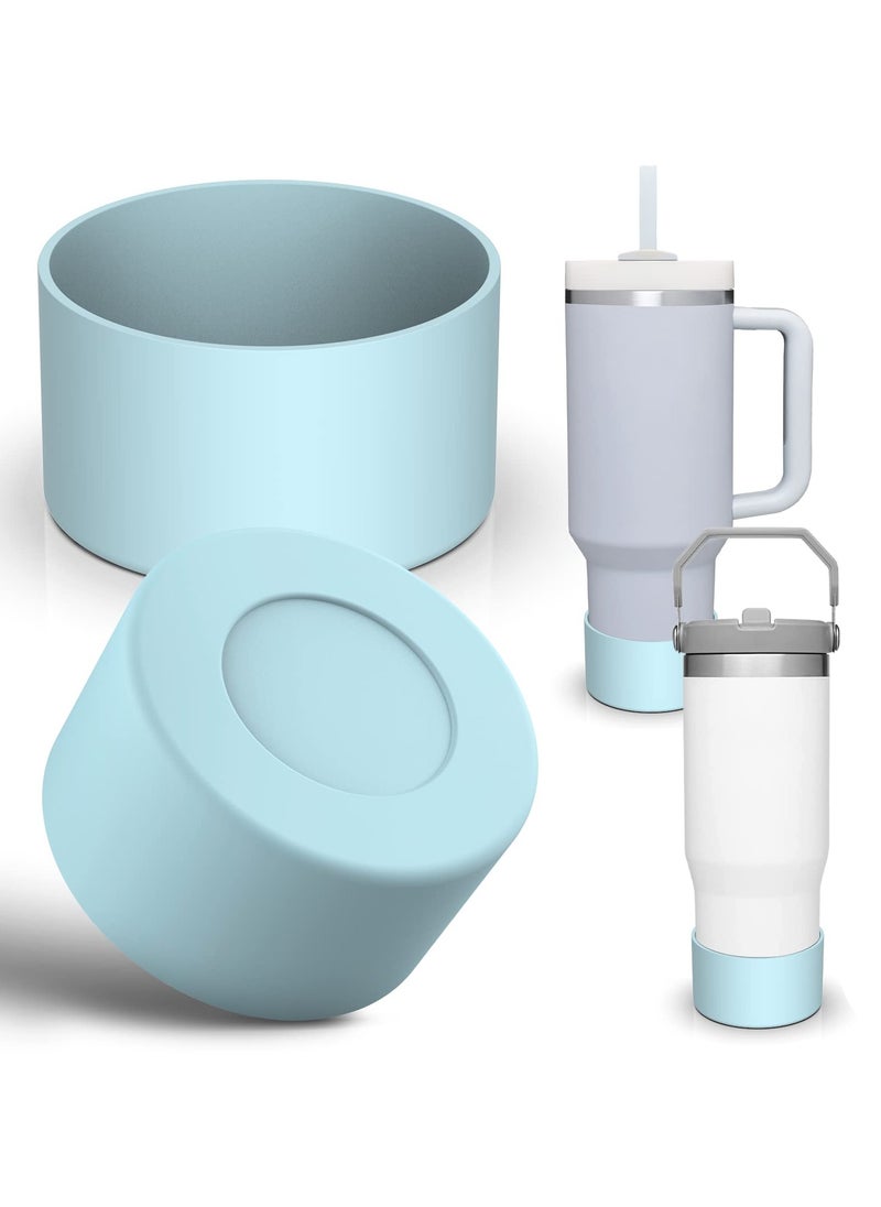 RTYY 2 pack Silicone Boot For Stanley Quencher Tumbler 30 oz 40 oz, Bottom Boot for Stanley IceFlow Flip 30 20 oz, Protector Sleeve for Water Bottle 12-24oz (Blue)  - Image 1