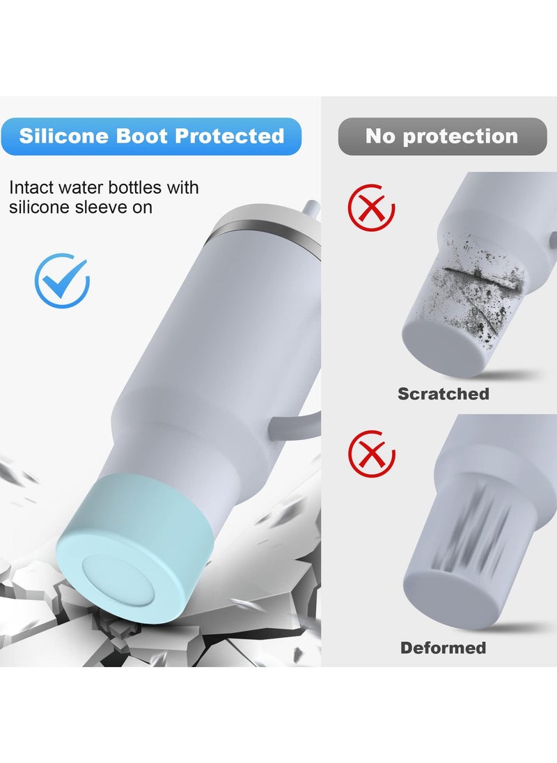 RTYY 2 pack Silicone Boot For Stanley Quencher Tumbler 30 oz 40 oz, Bottom Boot for Stanley IceFlow Flip 30 20 oz, Protector Sleeve for Water Bottle 12-24oz (Blue)  - Image 4