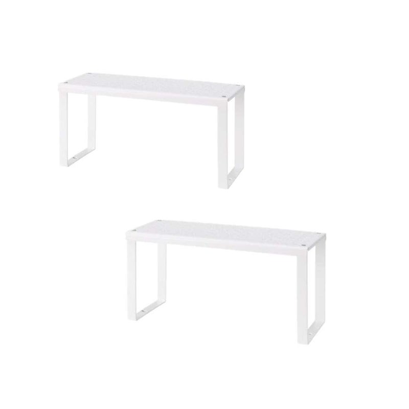 Variera Can Double Layer Overlap Cupboard 2 Shelves Cabinet Shelf 125 Inch Insert Organizer Stack Cups Jars Bowl Folding SteelWhite