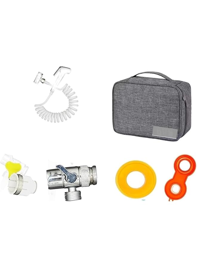 The Bros Al Hamra Portable Bidet Sprayer Travel Set with Extendable Hose and Faucet Aerator – Convenient Hygiene Solution in a Travel Bag