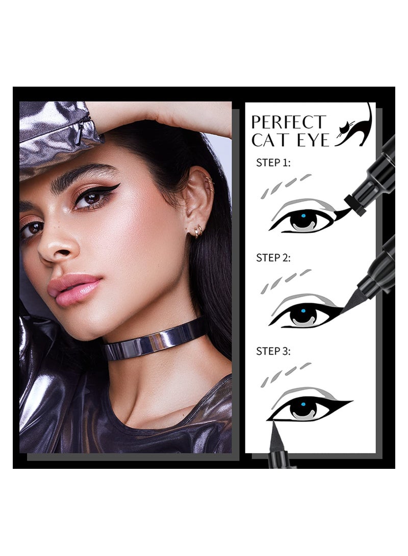 Excefore Eyeliner Stamp 4 Pcs Winged Eyeliner Stamp Left Right Winged Cat Eye Stamp Eyeliner for All Eye Shapes Winged Eyeliner Stamp Perfect Wing Cat Eye Liner Waterproof & Smudge-proof 10 mm - Image 3