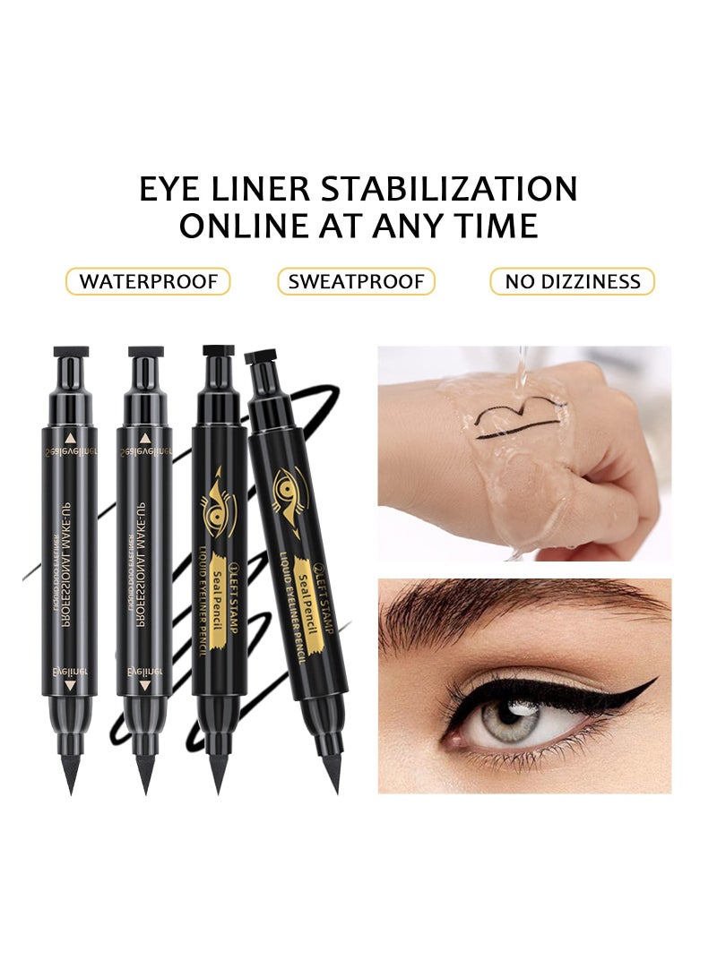 Excefore Eyeliner Stamp 4 Pcs Winged Eyeliner Stamp Left Right Winged Cat Eye Stamp Eyeliner for All Eye Shapes Winged Eyeliner Stamp Perfect Wing Cat Eye Liner Waterproof & Smudge-proof 10 mm - Image 4