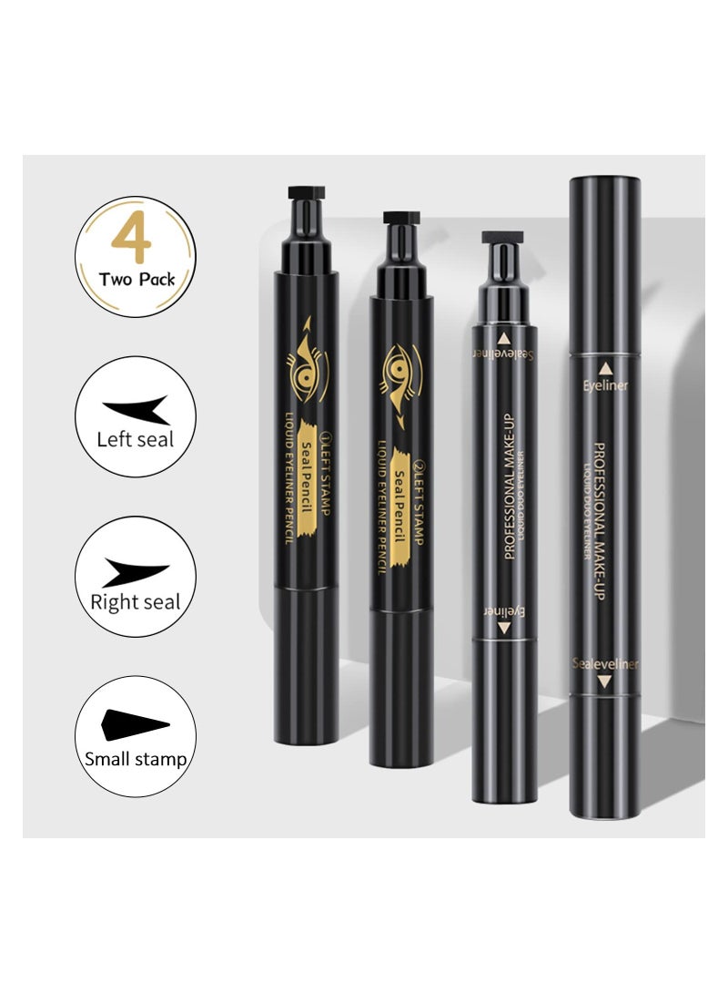 Excefore Eyeliner Stamp 4 Pcs Winged Eyeliner Stamp Left Right Winged Cat Eye Stamp Eyeliner for All Eye Shapes Winged Eyeliner Stamp Perfect Wing Cat Eye Liner Waterproof & Smudge-proof 10 mm - Image 2