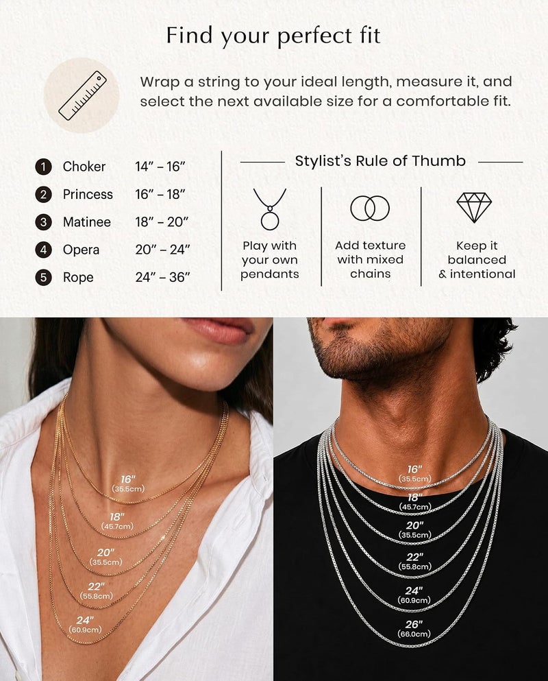 ASHINE "Pendant Ready Sterling Silver Box Chain Necklace for Women, 1mm 0.8mm Dainty & Sturdy 925 Silver Necklace Available in 16-36 Inch - Image 3