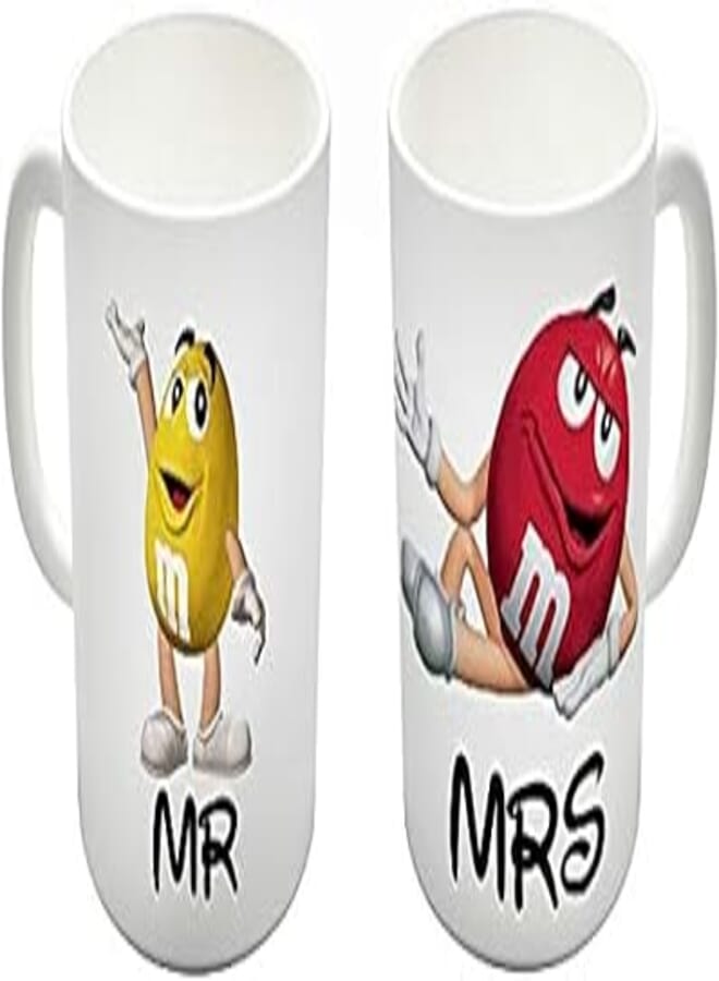 Double M & M Set Of 2 Mugs- White, 11 cm