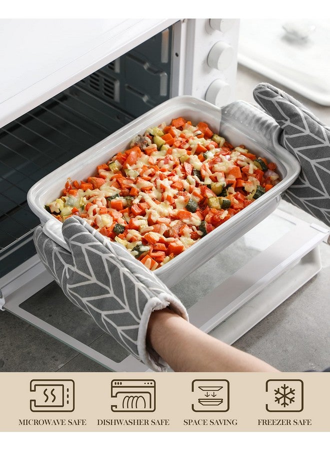 MALACASA Casserole Dish With Lid, 3.4 Quart Baking Dish With Lid, Lasagna Pan Deep Ceramic Bakeware Covered Casserole Dish, Microwave, Oven Safe, Series BAKE-GREY - Image 4