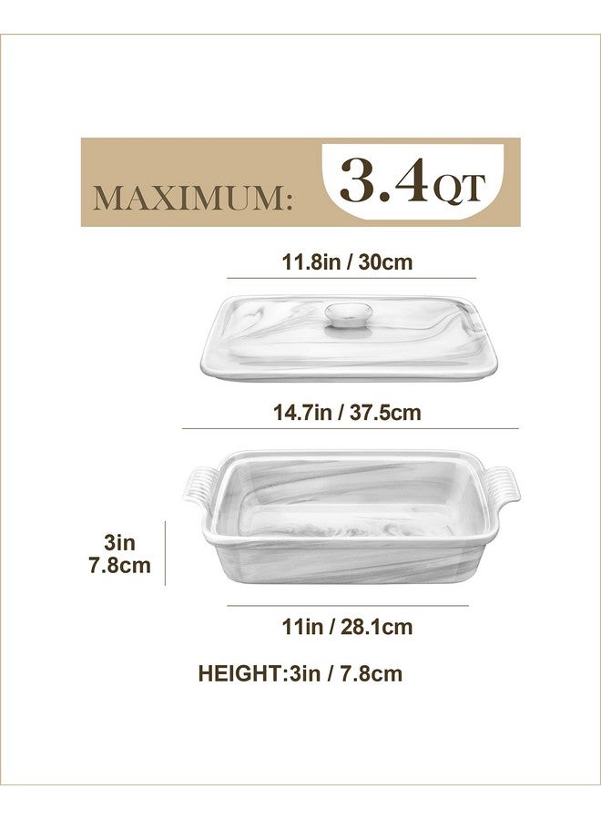 MALACASA Casserole Dish With Lid, 3.4 Quart Baking Dish With Lid, Lasagna Pan Deep Ceramic Bakeware Covered Casserole Dish, Microwave, Oven Safe, Series BAKE-GREY - Image 2