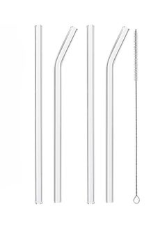 Generic Glass Shalimo 4 pcs, heat resistant Shalimo, Transparent Shalimo, Reusable Shalimo, glass transparent Straw , glass drinking tube, non-disposable Shalimo, glass shalimo Plus 1 Brush for Cleaning, Shalimoh After Use  - Image 1