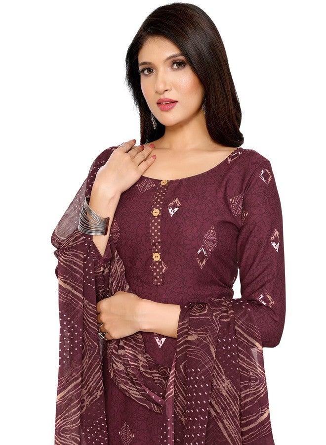 Yashika Women's Crepe Printed Unstitched Dress Material & Unstitched Salwar Suit Material With Dupatta_AZ-YS-P4-KUNDAN PURPLE - Image 1