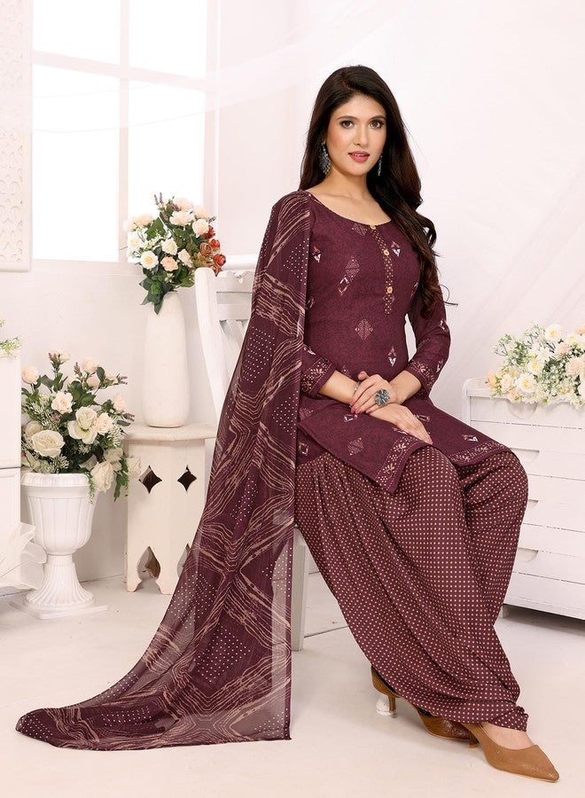 Yashika Women's Crepe Printed Unstitched Dress Material & Unstitched Salwar Suit Material With Dupatta_AZ-YS-P4-KUNDAN PURPLE - Image 4