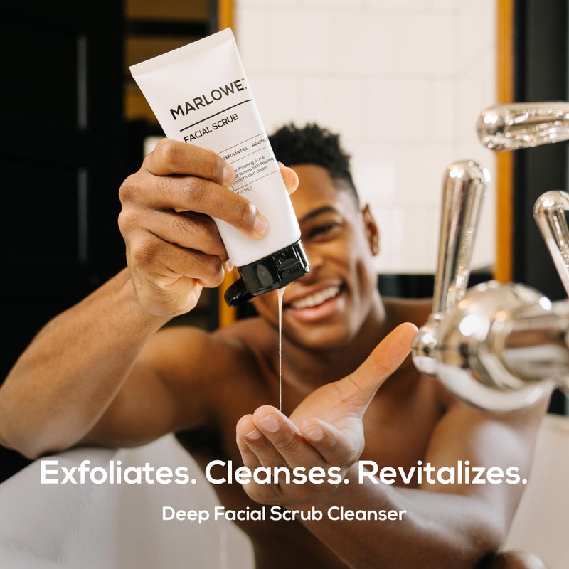 MARLOWE. No. 122 Facial Scrub 6 oz, Gentle Face Exfoliator with Apricot Seed Powder & Pumice, Cleanses & Smooths, Fresh Pine & Agarwood Scent - Image 2