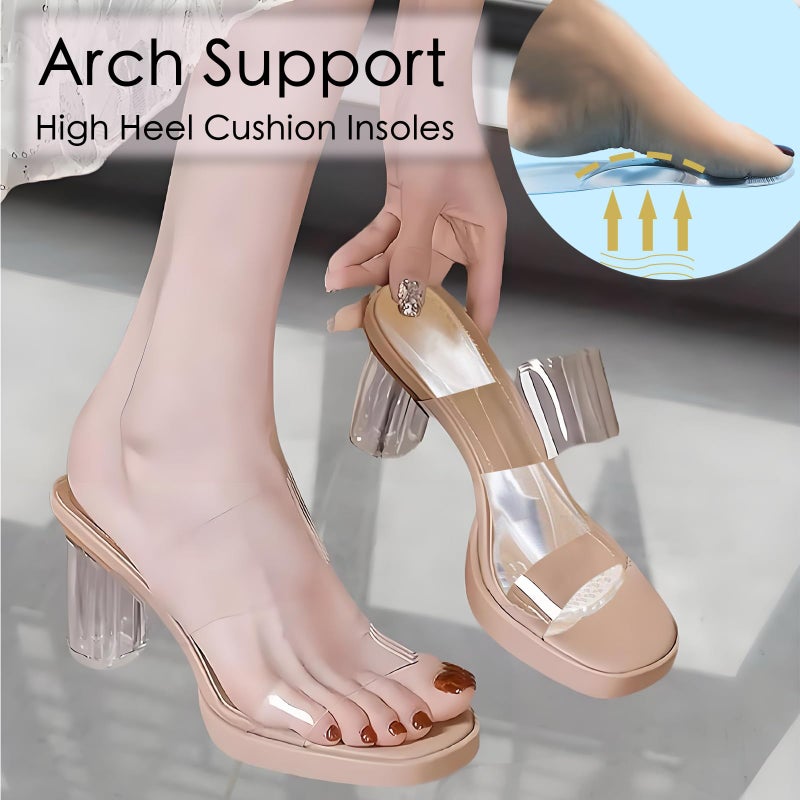 Niluks 2 Pairs 3/4 Gel High Heel Insoles and 2 Pairs Heel Pads for Shoes, Self-Adhesive Arch Support. Relieves Foot Pain, Fits Pumps, Sandals, Dress Shoes, Flats, Sneakers (Clear, Women's 5-9) - Image 2
