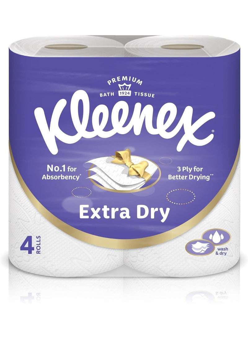 ورق تواليت فائق الجفاف، 3 طبقات، 4 لفات، مناديل حمام منقوشة ذات قدرة امتصاص فائقة - Image 1