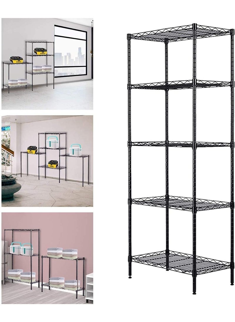 Beone DIY 5 Shelf Tier Racks Height Adjustable Rack Heavy Duty Storage Shelving Unit Steel Organizer Wire Rack (55 x 30 x 150 cm)  - Image 1