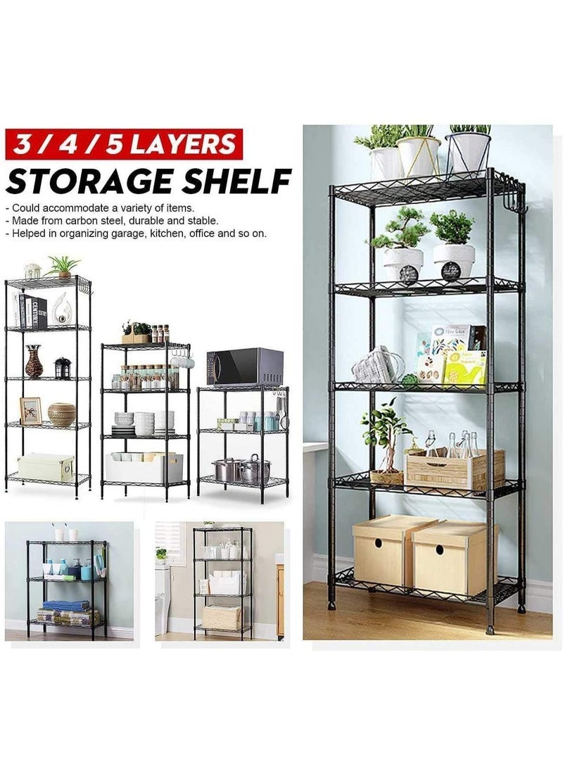 Beone DIY 5 Shelf Tier Racks Height Adjustable Rack Heavy Duty Storage Shelving Unit Steel Organizer Wire Rack (55 x 30 x 150 cm)  - Image 2