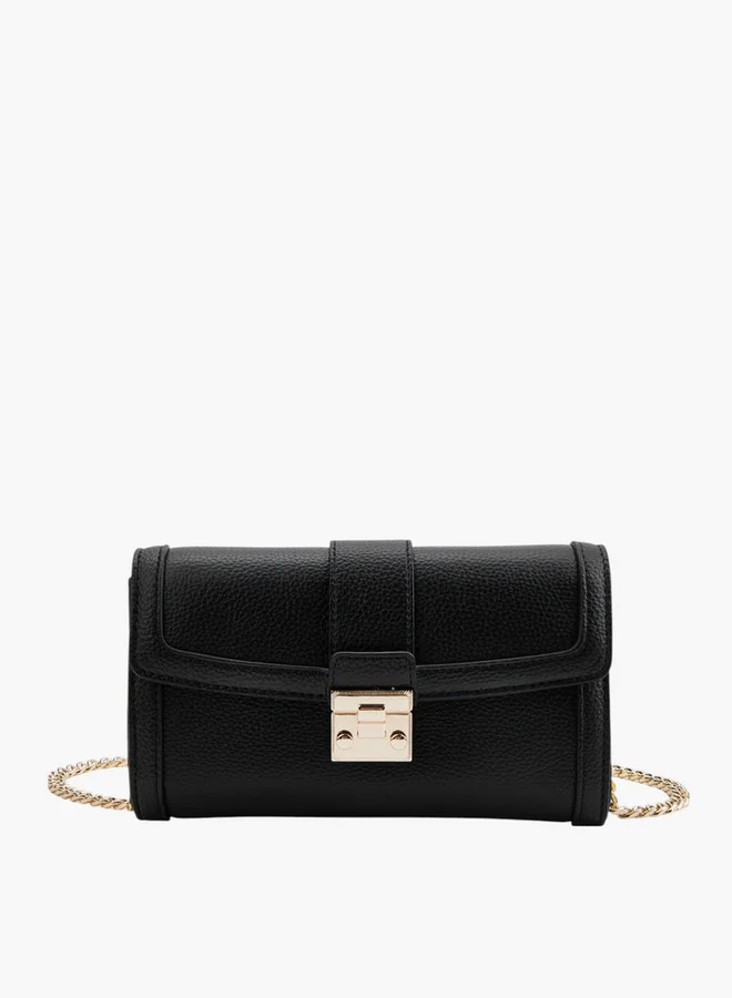 بابريكا Women Textured Crossbody Bag with Chain Strap and Flap Closure
