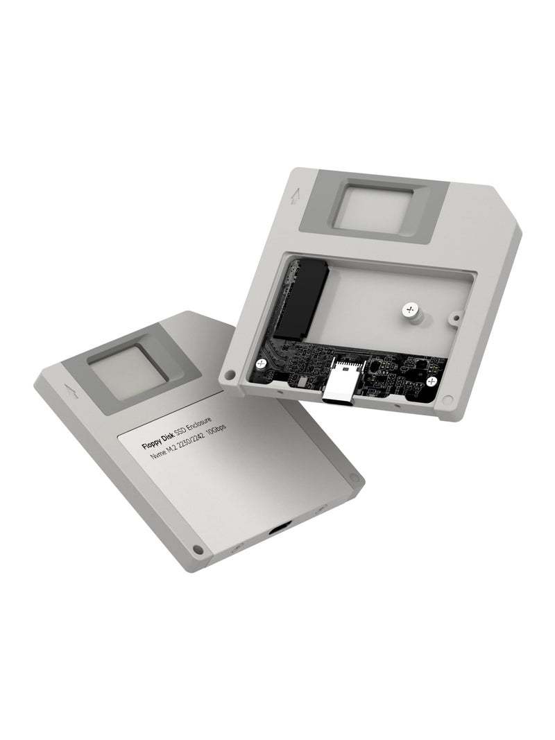 Hagibis SSD Enclosure, Floppy Disk Style USB 3.2 Gen2 10Gbps to NVMe PCI-E M.2 2230/2242 SSD Case, M.2 External Hard Drive Enclosure for MacBook Laptop iPad Android iPhone 17 Pro Max (Grey) - Image 1