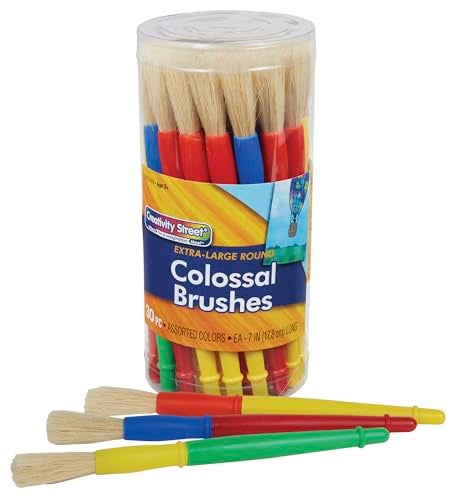 Creativity Street Chubby White Bristle Easy Grip Plastic Handle Paint Brush Set, 1/2 X 7 in, Multiple Color, Set of 30 - 76182 - Image 3