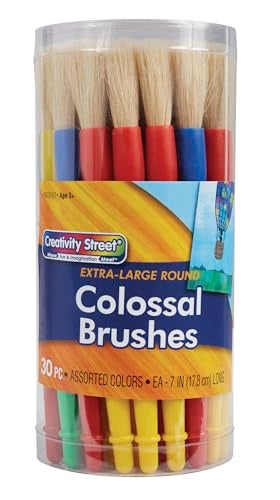 Creativity Street Chubby White Bristle Easy Grip Plastic Handle Paint Brush Set, 1/2 X 7 in, Multiple Color, Set of 30 - 76182 - Image 5