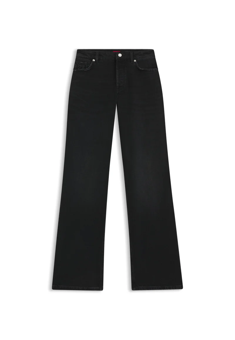 هوجو Wide-leg jeans in black comfort-stretch denim