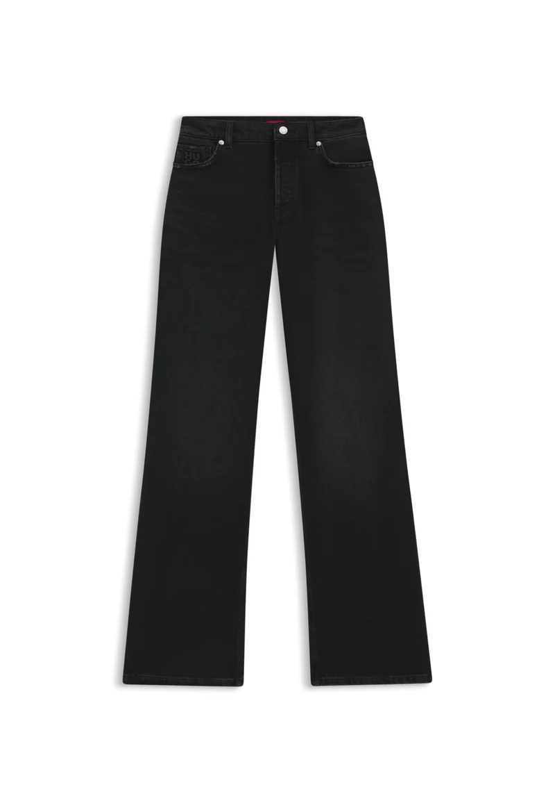 HUGO Wide-leg jeans in black comfort-stretch denim