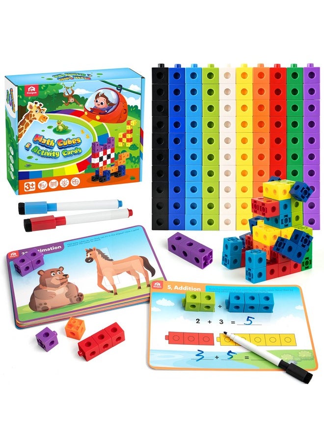 Coogam - Coogam Math Cubes, Manipulatives Number Counting Blocks with Activity Snap Linking Cube Math Construction Toy Gift for Preschool Learning 3 4 5 Year Old - Image 1