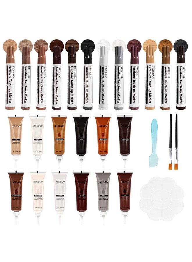 سيسو مجموعة إصلاح الأثاث SEISSO، علامات خشبية للخدوش، 12 لونًا من علامات تلميع الأثاث وحشو الخشب، مجموعة إصلاح الخشب الجديدة - استعادة الطاولة الخشبية والخزانة والأرضيات والباب - Image 1