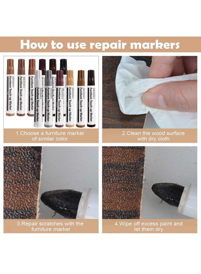 سيسو مجموعة إصلاح الأثاث SEISSO، علامات خشبية للخدوش، 12 لونًا من علامات تلميع الأثاث وحشو الخشب، مجموعة إصلاح الخشب الجديدة - استعادة الطاولة الخشبية والخزانة والأرضيات والباب - Image 3